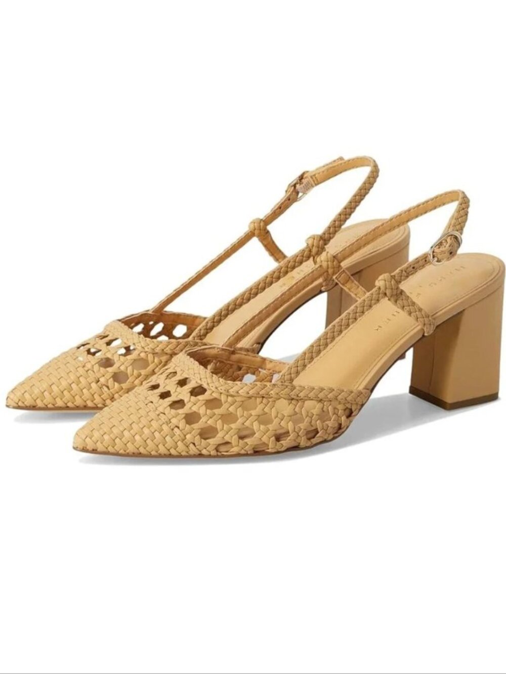 Marc Fisher Ltd Zunnie Slingback Pointed Toe Pump 8 Natural Woven Leather NEW